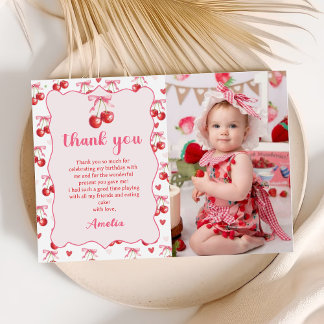 Coquette Bow Cherry Birry Carte de remerciements p