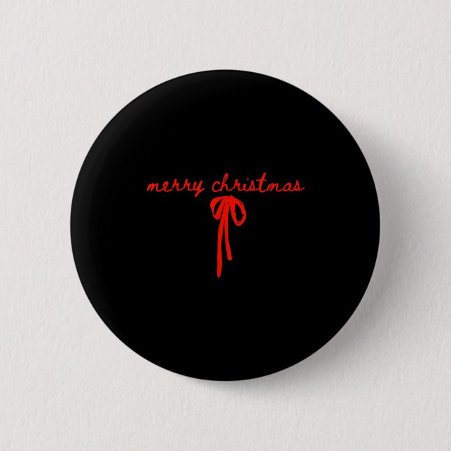 Coquette Bow Christmas Merry Christmas Xmas Family Button (Vorderseite)