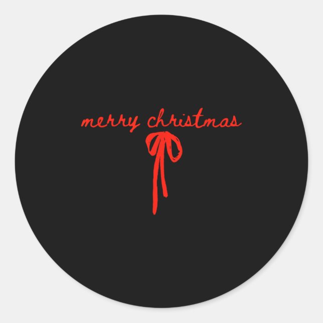 Coquette Bow Christmas Merry Christmas Xmas Family Runder Aufkleber (Vorderseite)