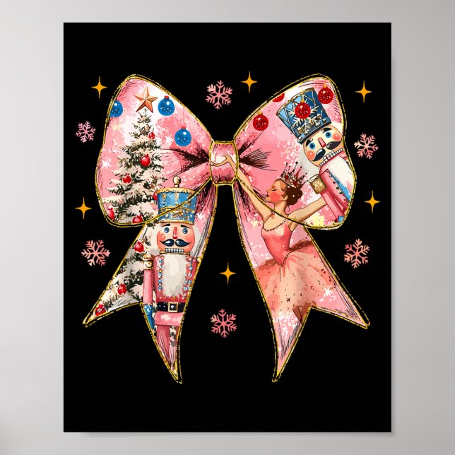Coquette Bow Christmas Nutcracker Ballet Festive W Poster (Vorne)