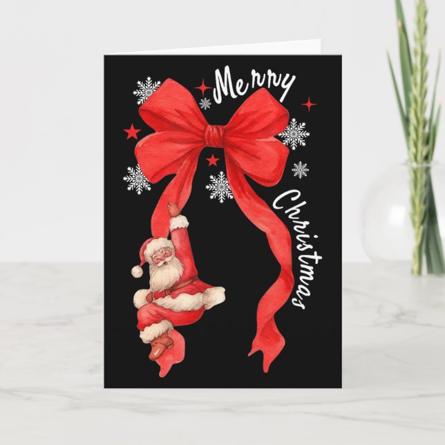 Coquette Bow Christmas,santa Cute Funny Gift Men W Karte (Vorderseite)
