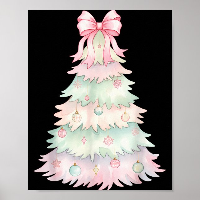 Coquette Bow Christmas Tree Xmas Holiday Girls Wom Poster (Vorne)