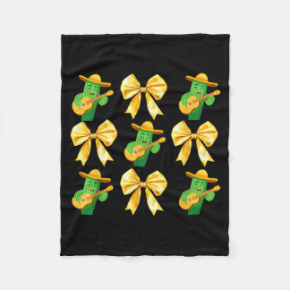 Coquette Bow Cinco De Mayo Cactus Women Girls Mexi Fleecedecke