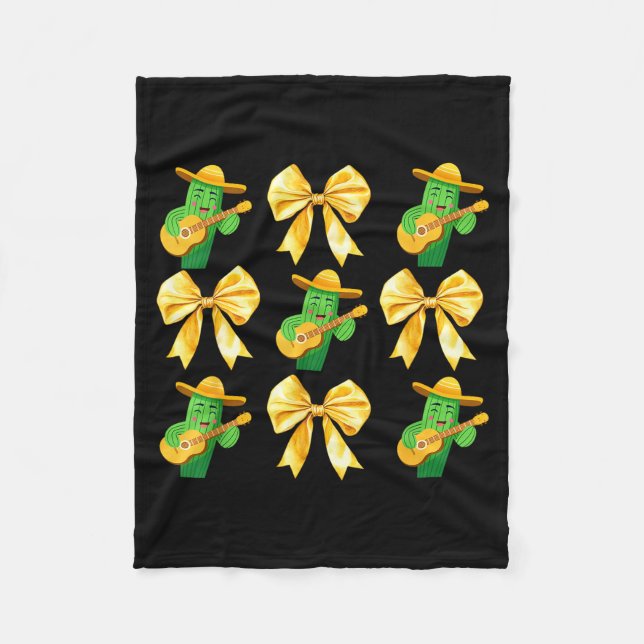 Coquette Bow Cinco De Mayo Cactus Women Girls Mexi Fleecedecke (Vorderseite)