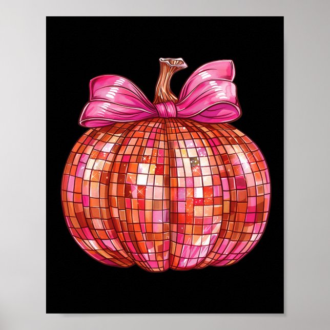 Coquette Bow Disco Ball Pumpkin Niedlich Girly Hal Poster (Vorne)