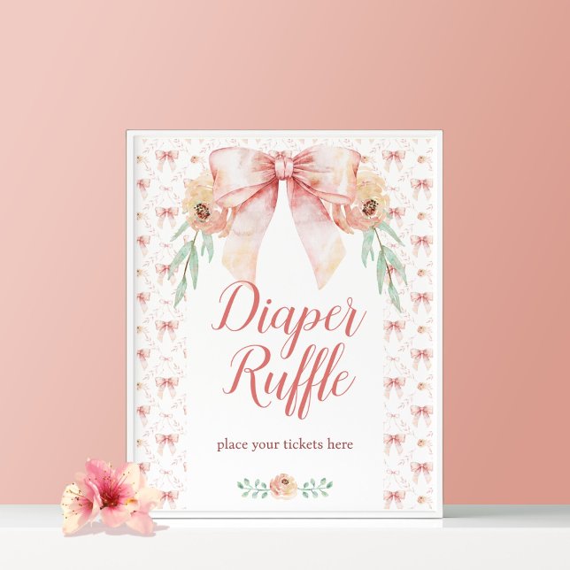Coquette Bow Floral Diaper Raffel Poster (Von Creator hochgeladen)