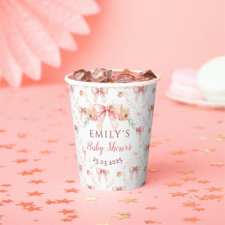Coquette bow Florals Baby Dusche Pappbecher