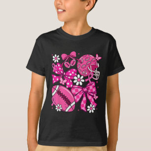 Coquette Bow Football Breast Cancer Awareness Supp T-Shirt