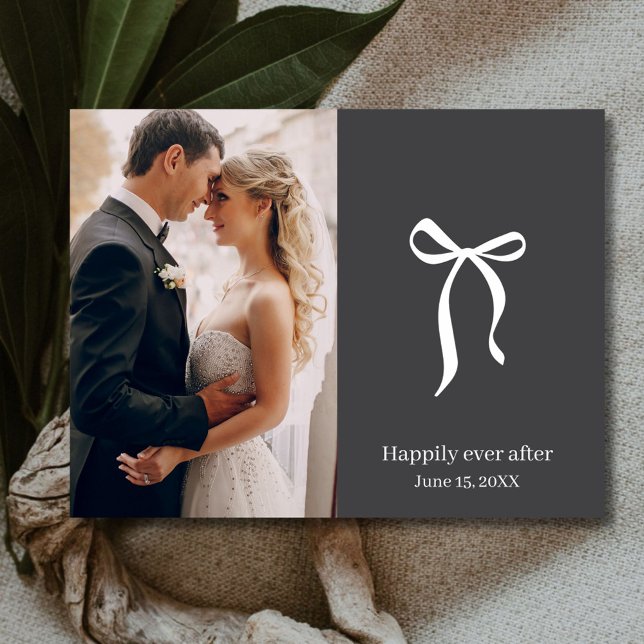 Coquette Bow Foto Wedding Danke Postkarte (Coquette Bow Photo Wedding Thank You Postcard)