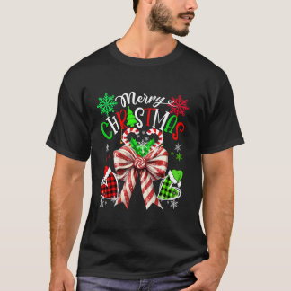 Coquette Bow Frohe Weihnachten Kariert Pajama Lieb T-Shirt