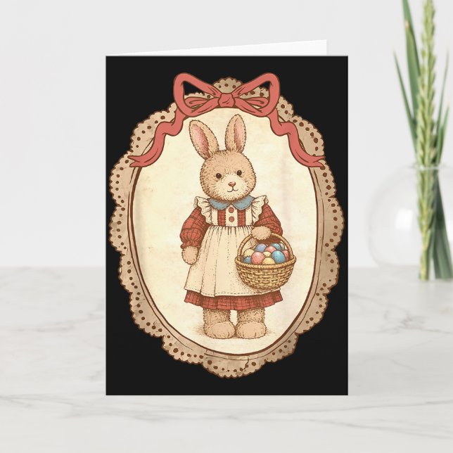 Coquette Bow Funny Bunny Eggs Rabbit Happy Easter  Karte (Vorderseite)