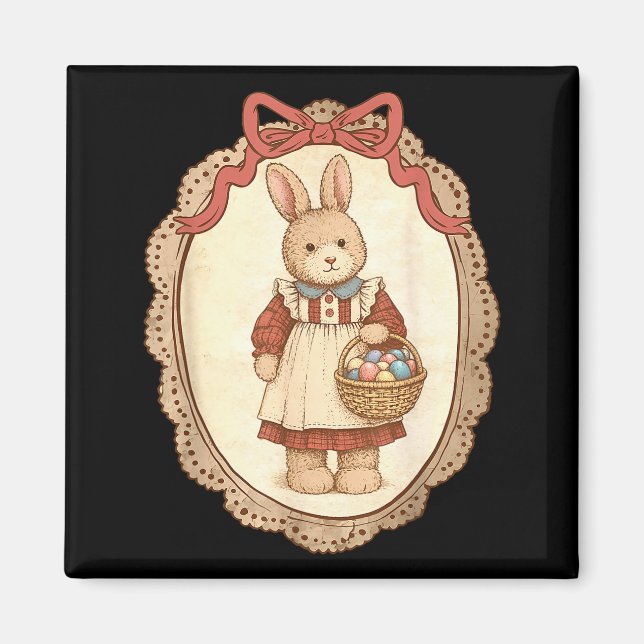 Coquette Bow Funny Bunny Eggs Rabbit Happy Easter  Magnet (Vorne)