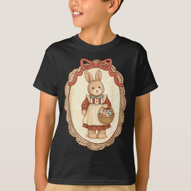 Coquette Bow Funny Bunny Eggs Rabbit Happy Easter  T-Shirt (Vorderseite)