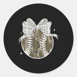 Coquette Bow Game Day Sell Softll Camouflage Cheer Runder Aufkleber