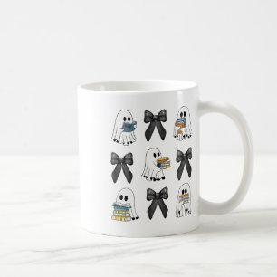 Coquette Bow Ghost Reading Books Sweater Halloween Kaffeetasse