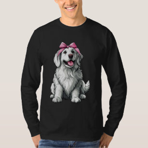 Coquette Bow Great Pyrenäen Hund Mama Rosa Ribbon T-Shirt