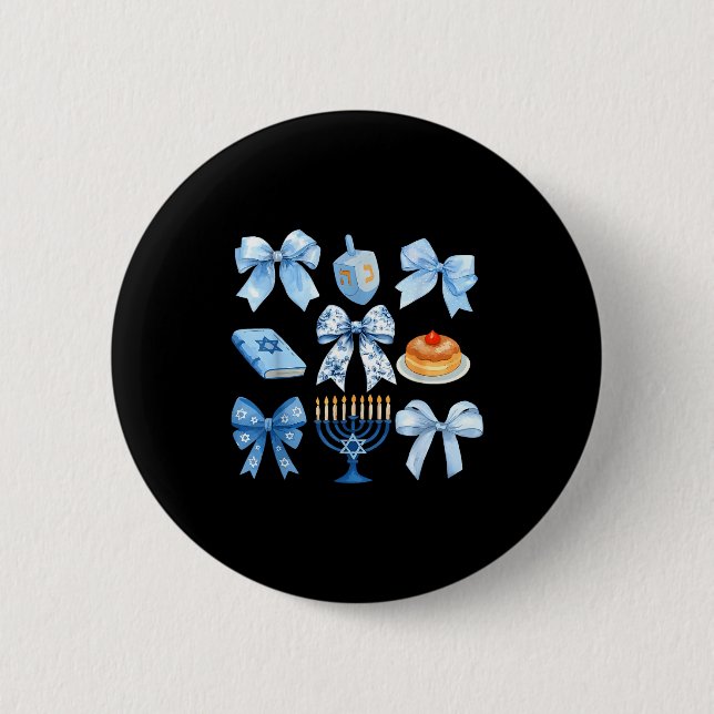 Coquette Bow Hanukkah Chanukah Pajama Latke Jewish Button (Vorderseite)