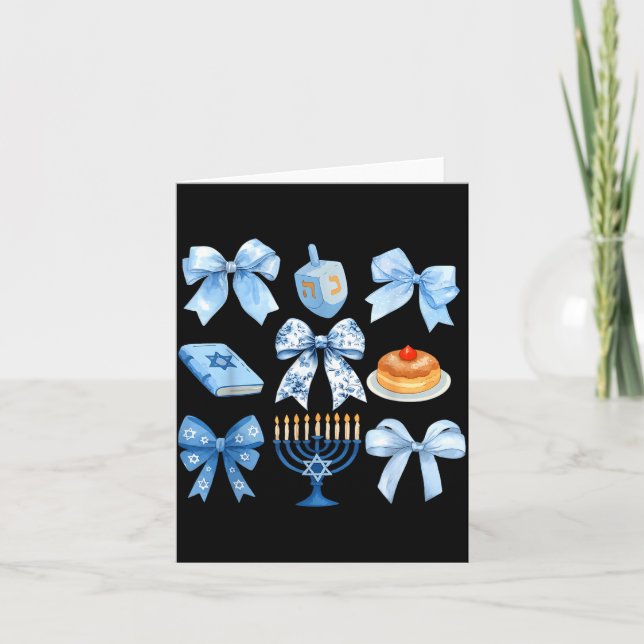 Coquette Bow Hanukkah Chanukah Pajama Latke Jewish Karte (Vorderseite)
