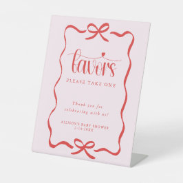 Coquette bow heart pink red baby shower favors sockelschild