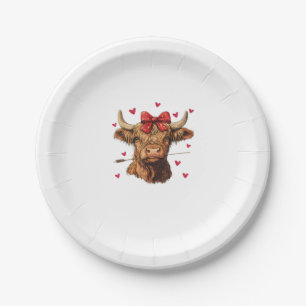 Coquette Bow Highland Cow Valentine Heart Frische Pappteller
