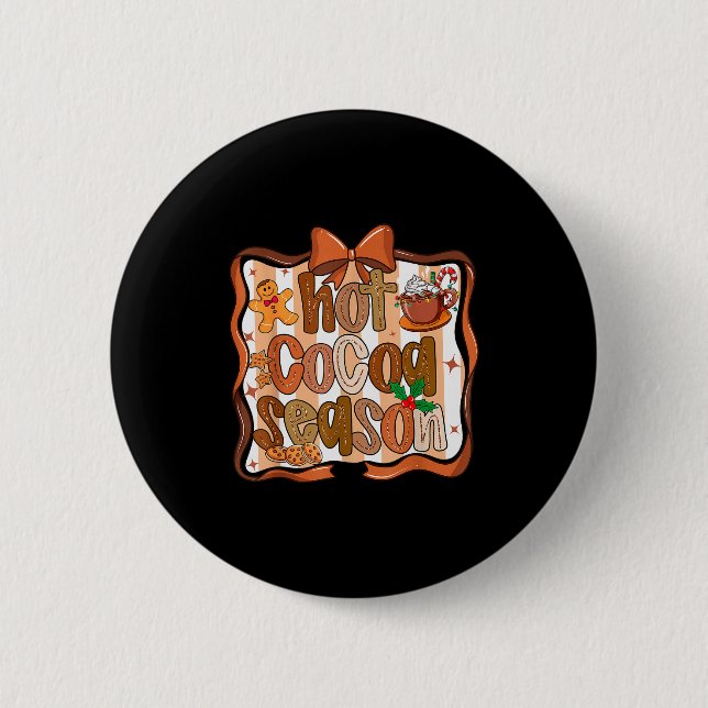 Coquette Bow Hot Cocoa Season Gingerbread Christma Button (Vorderseite)