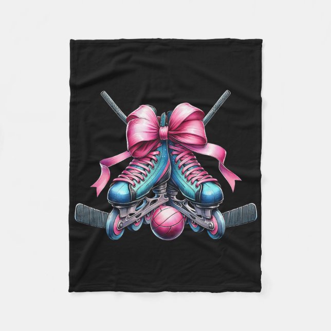 Coquette Bow Inline Hockey Player Girl Mom Mother' Fleecedecke (Vorderseite)
