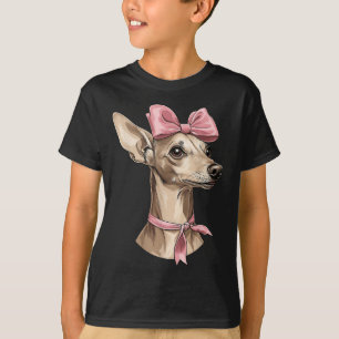 Coquette Bow Italienischer Windhund Hund Mama Rosa T-Shirt