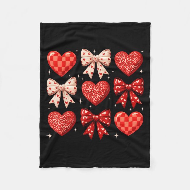 Coquette Bow Leopard Hearts Valentine Women Girl G Fleecedecke (Vorderseite)