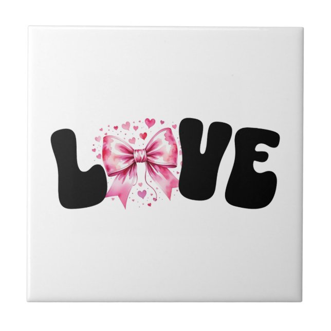 Coquette Bow Liebe Word Fliese (Vorderseite)