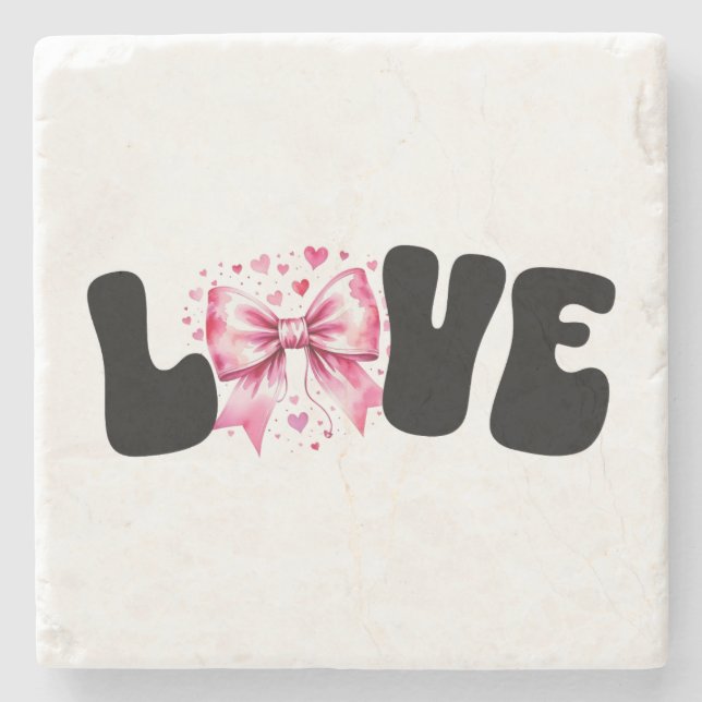 Coquette Bow Liebe Word Steinuntersetzer (Vorderseite)