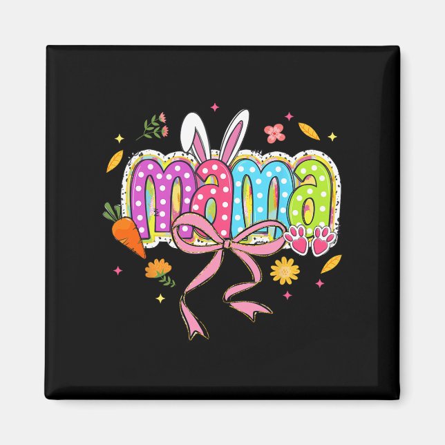 Coquette Bow Mama Bunny Easter Mama Boho Florals F Magnet (Vorne)