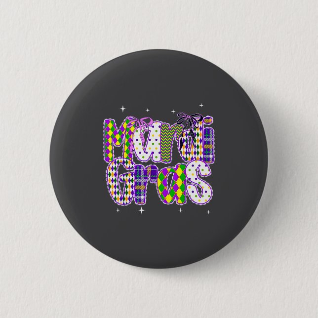 Coquette Bow Mardi Gras New Orleans Louisiana Dalm Button (Vorderseite)