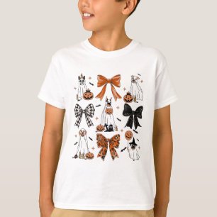 Coquette Bow Niedlich Ghost Hunde Halloween Pumpki T-Shirt