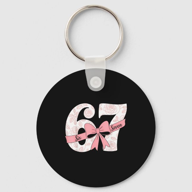 Coquette Bow Number 67 Meme Nk Floral  Schlüsselanhänger (Vorderseite)