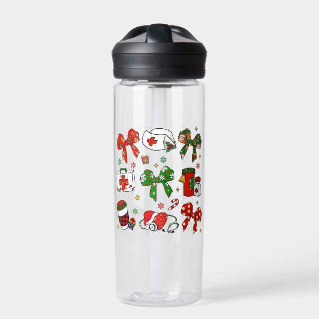 Coquette Bow Nurse Weihnachtsnachtsnahrung Merry X Trinkflasche (Vorderseite)