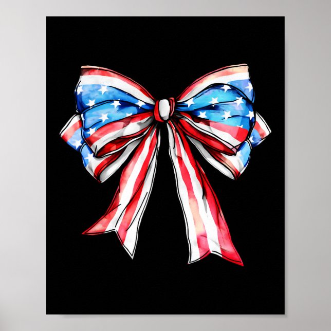 Coquette Bow Patriotic Usa Flag Happy 4. Juli Poster (Vorne)