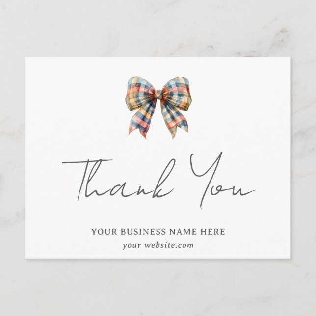 Coquette Bow Personalisiert Business Vielen Dank Postkarte (Vorderseite)
