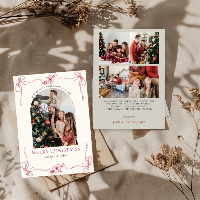 Coquette Bow Photo de vacances Collage Carte de No (Créateur téléchargé)