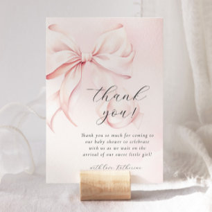 Coquette Bow Pink Baby Dusche Dankeskarte