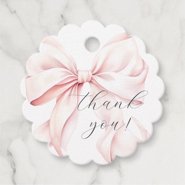 Coquette Bow Pink Baby Dusche Geschenkanhänger (Vorderseite)