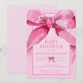 Coquette Bow | Pink Baby Girl Dusche Einladung