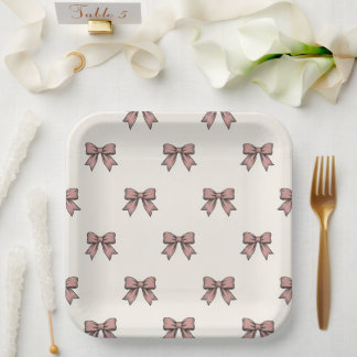 Coquette Bow Pink Birthday Party Pappteller