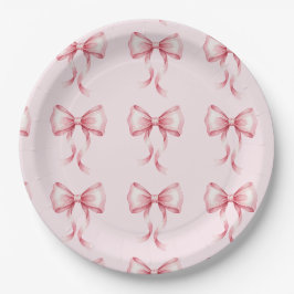 Coquette Bow Pink Birthday Party Pappteller