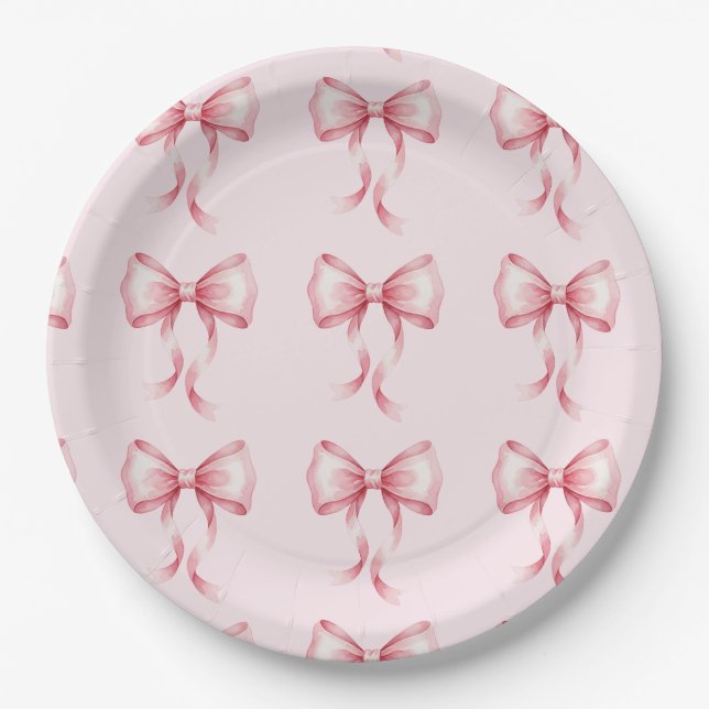 Coquette Bow Pink Birthday Party  Pappteller (Vorderseite)