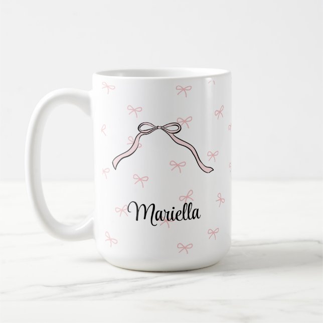 Coquette Bow Pink Personal Name Cup Coffee Mug (Gauche)