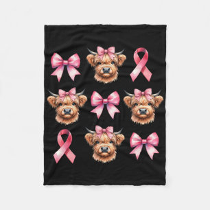 Coquette Bow Pink Ribbon Kuh rosa Brustkrebs Fleecedecke