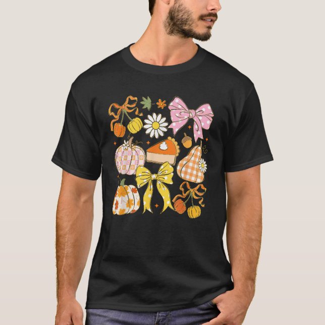 Coquette Bow Pumpkin Gewürz Herbst Herbstlaub als T-Shirt (Vorderseite)