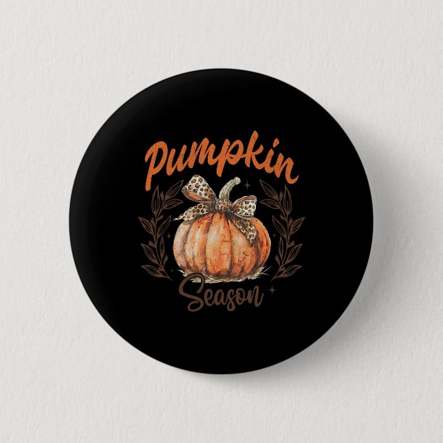 Coquette Bow Pumpkin Saison Erntedank Herbstfest Button (Vorderseite)