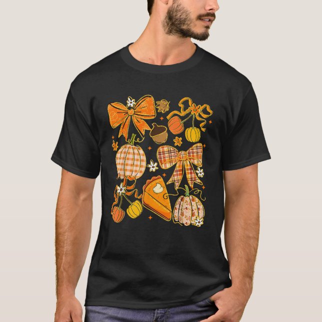 Coquette Bow Pumpkin Saison Herbst Herbstlaub als T-Shirt (Vorderseite)
