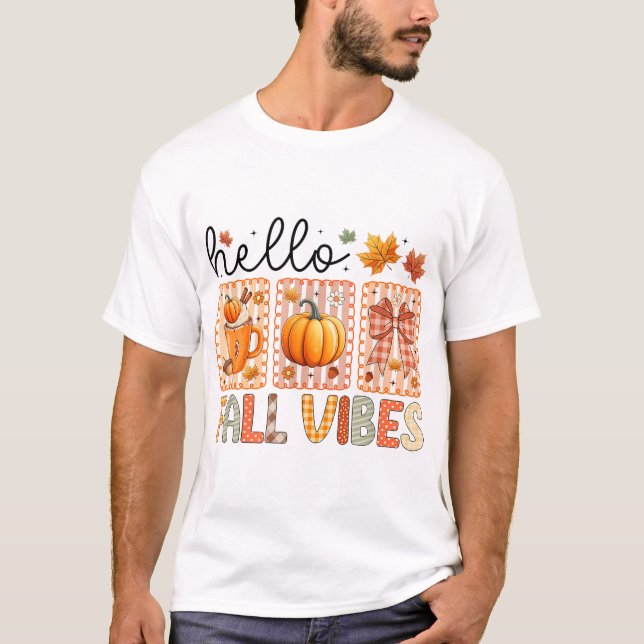 Coquette Bow Pumpkin Season Erntedank Hallo T-Shirt (Vorderseite)